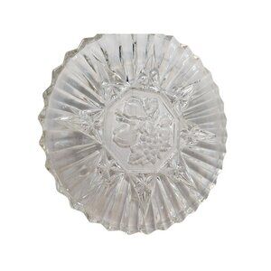 Federal Glass Pioneer Clear Glass Luncheon Plate 8" Ruffled Edge 1940s Fruit App